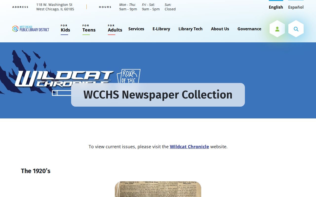 West Chicago city directories supported by digitized student newspapers