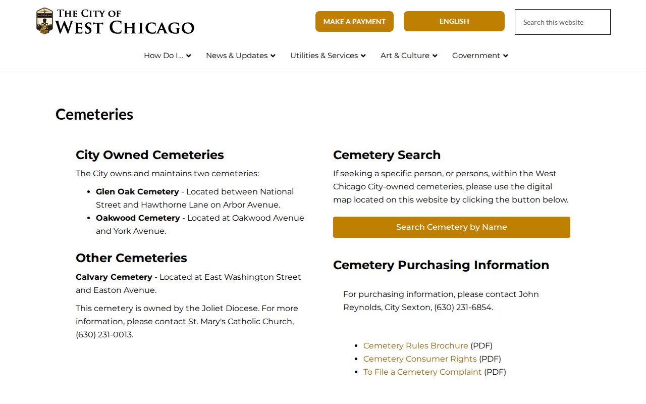 West Chicago neighbors historical context from city cemetery records