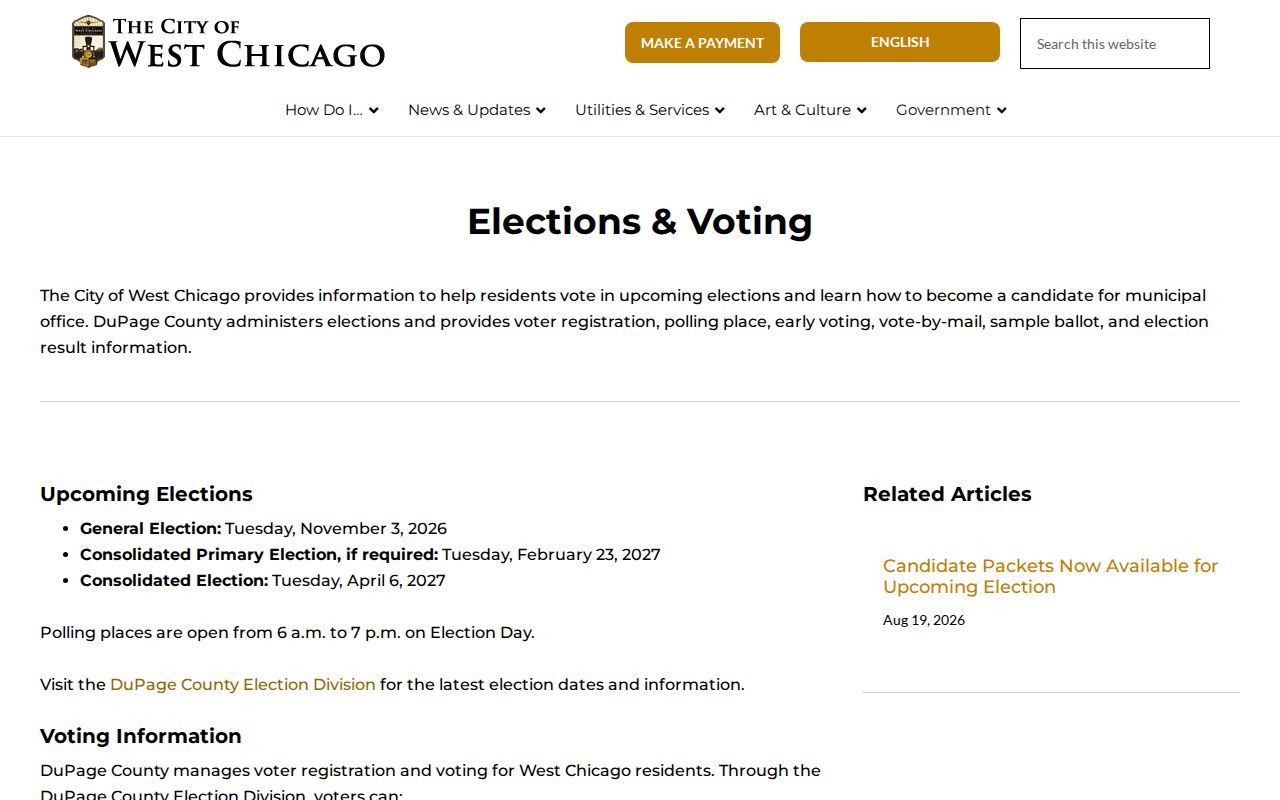West Chicago neighbors ward and election information